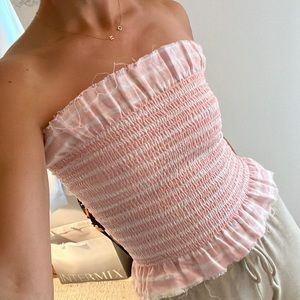 Donni frayed linen tube top